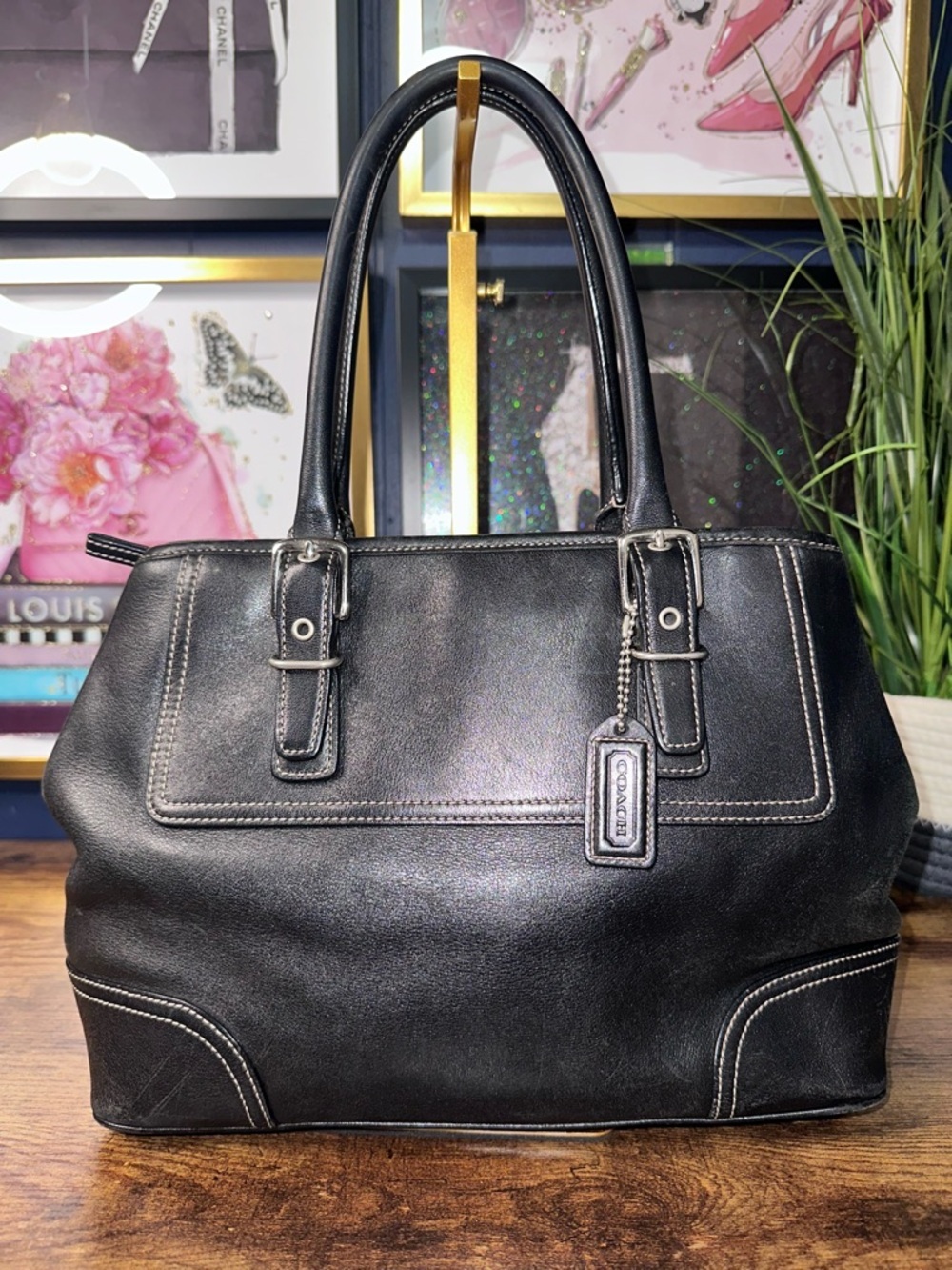 Coach Soho Vintage 2003 Black Leather Satchel Shoulder Bag F30-7555
